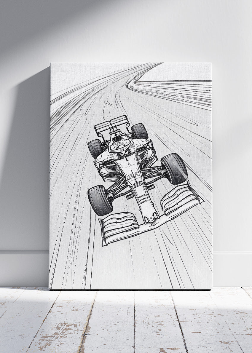 Formula 1 Line Art Racing Car Poster Canvas & Print – AI PRINT LAB