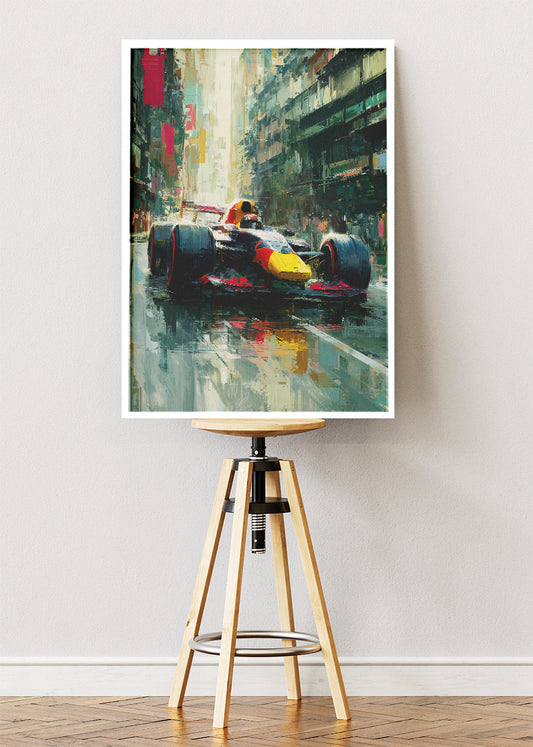 Formula 1 Urban Street Racing Oil Painting Poster Canvas & Print – AI PRINT LAB