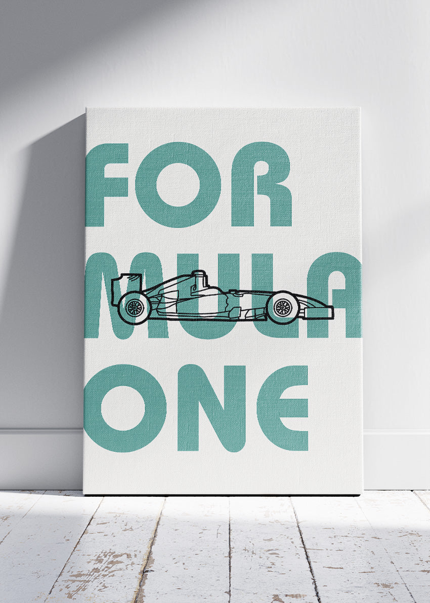 Formula One Blueprint Typography Poster & Canvas | Minimalist Motorsport Wall Art