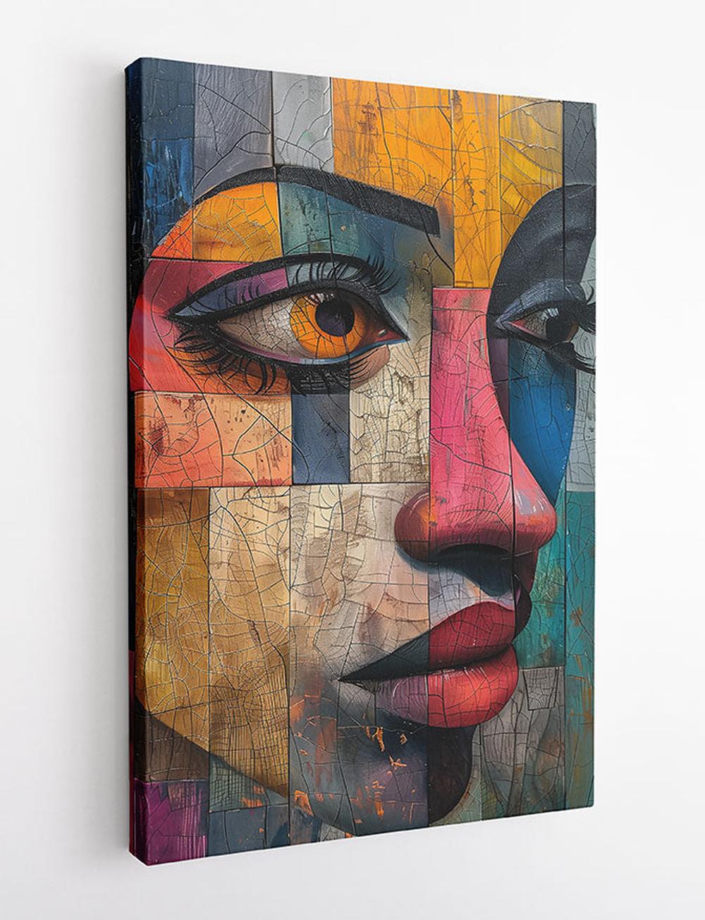 Fractured Beauty – Modern Abstract Face Canvas & Poster Art – T814 – AiPrintLab