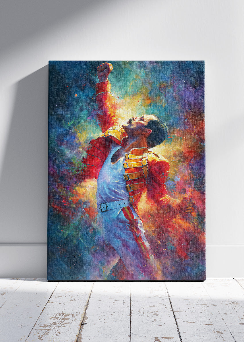 Freddie Mercury Live Performance Portrait Wall Art Poster & Canvas Print