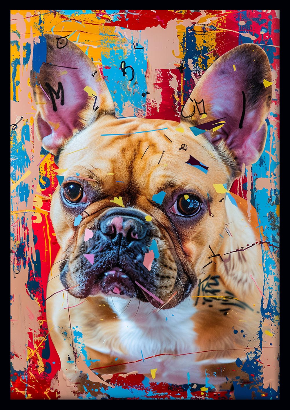 French Bulldog Graffiti Portrait – Colorful Urban Dog Canvas & Poster Wall Art – T1298 – AiPrintLab