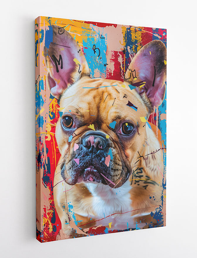 French Bulldog Graffiti Portrait – Colorful Urban Dog Canvas & Poster Wall Art – T1298 – AiPrintLab