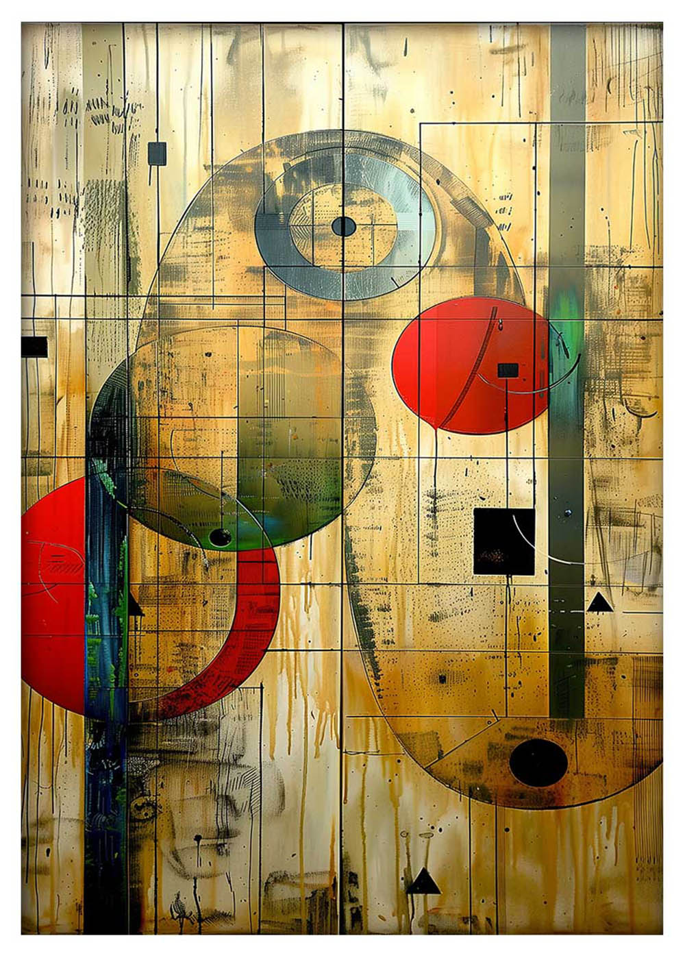 Geometric Abstract Canvas Art – Modern Shapes & Lines Wall Decor – T931 – AiPrintLab