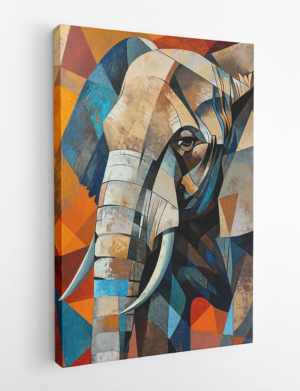 Geometric Elephant – Abstract Cubist Style Canvas & Poster Wall Art – T830 – AiPrintLab