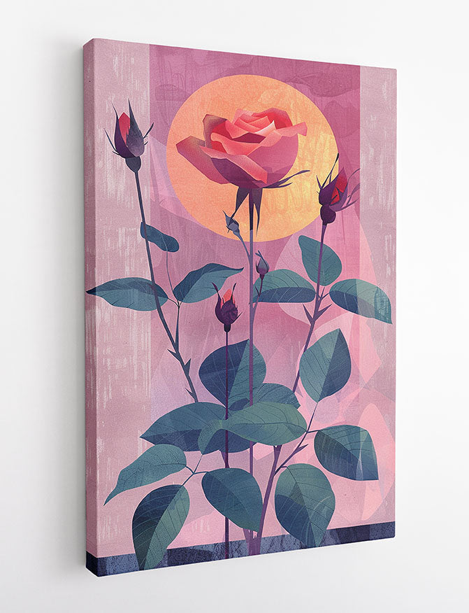 Geometric Rose Glow – Modern Floral Poster & Canvas Wall Art – T1131 – AiPrintLab