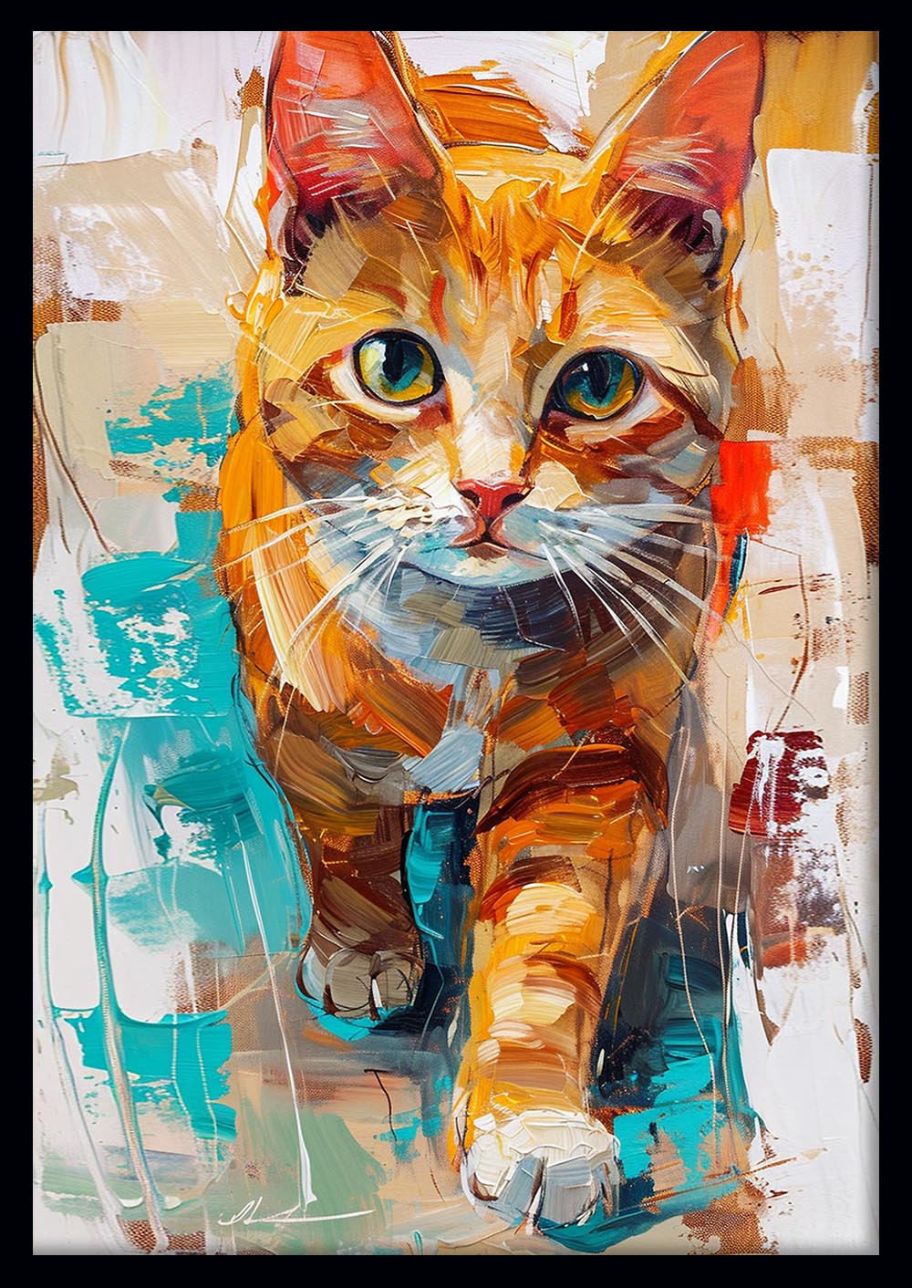 Ginger Cat Pop Painting – Colorful Abstract Feline Canvas & Poster Art – T1248 – AiPrintLab