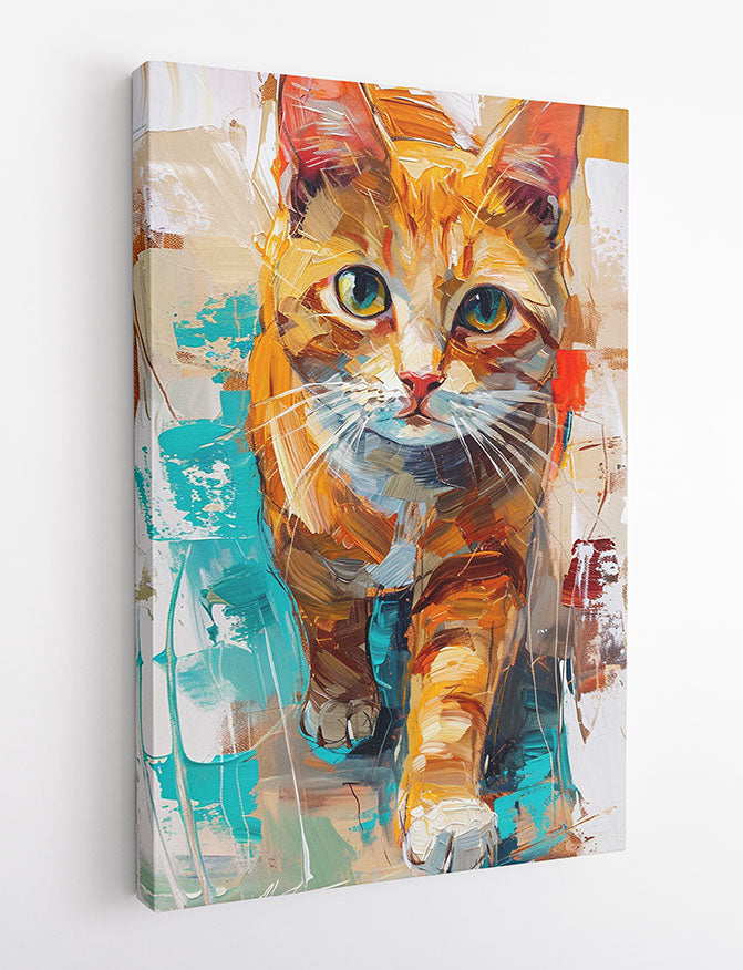Ginger Cat Pop Painting – Colorful Abstract Feline Canvas & Poster Art – T1248 – AiPrintLab