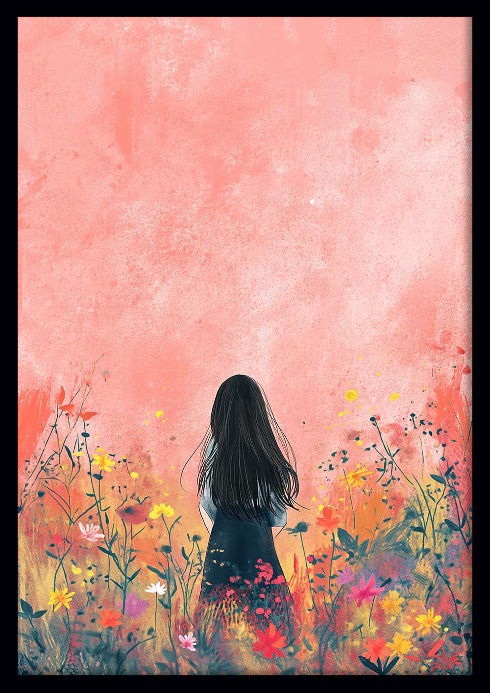 Girl in a Floral Dream – Whimsical Nature Canvas & Poster Wall Art – T1108 – AiPrintLab