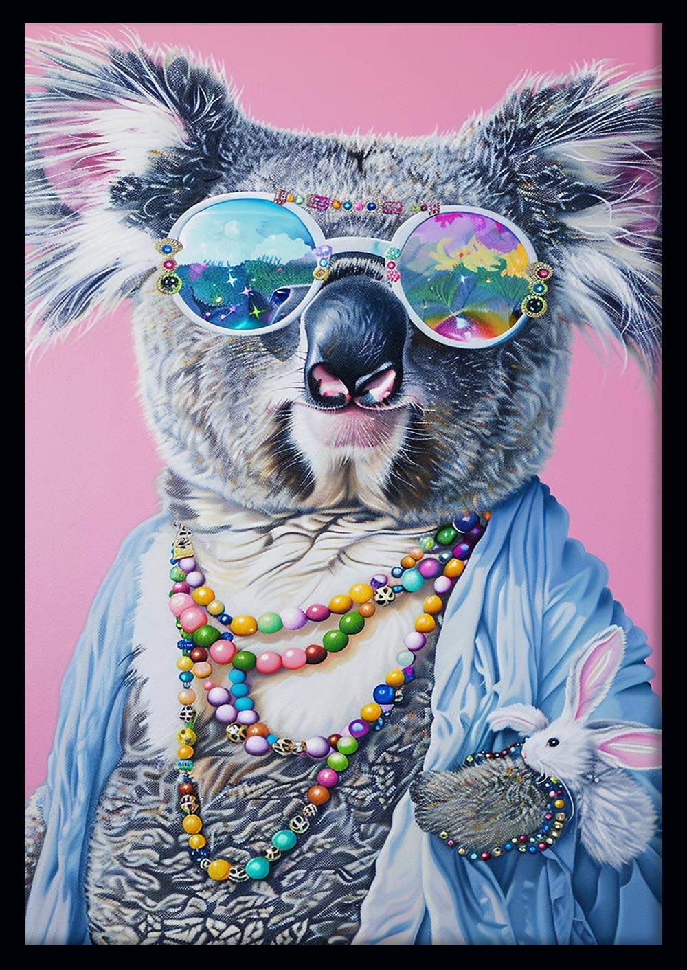 Glam Koala with Beads & Shades – Funky Animal Canvas & Poster Wall Art – T1028 – AiPrintLab