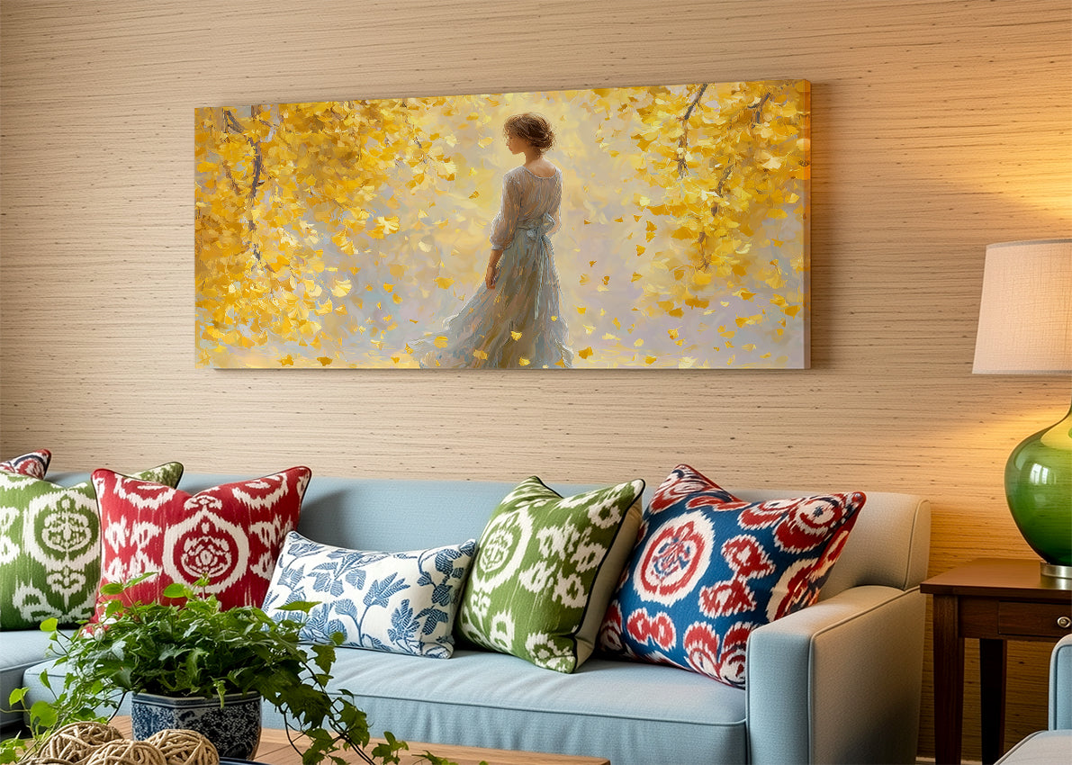 Golden Autumn Dream Canvas Wall Art – Single & 3 Panel Split – AI PRINT LAB