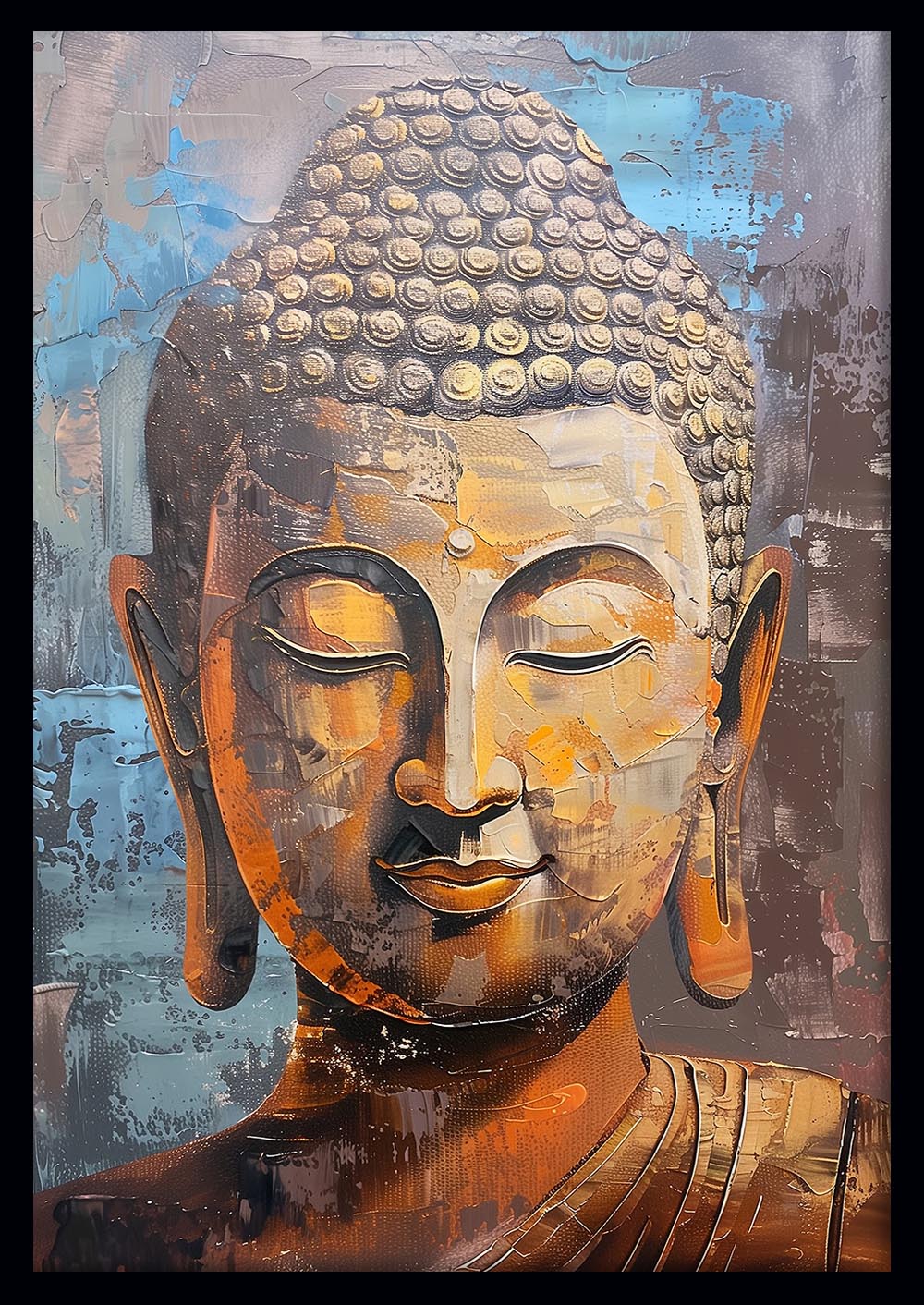 Golden Buddha Portrait – Tranquil Spiritual Canvas & Poster Wall Art – T1066 – AiPrintLab