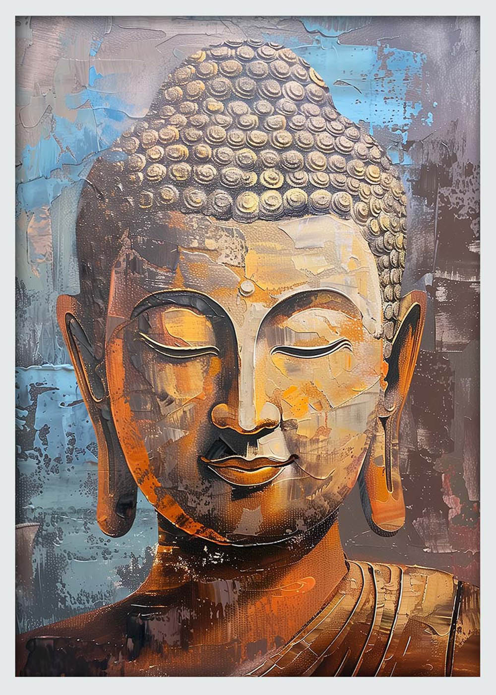 Golden Buddha Portrait – Tranquil Spiritual Canvas & Poster Wall Art – T1066 – AiPrintLab