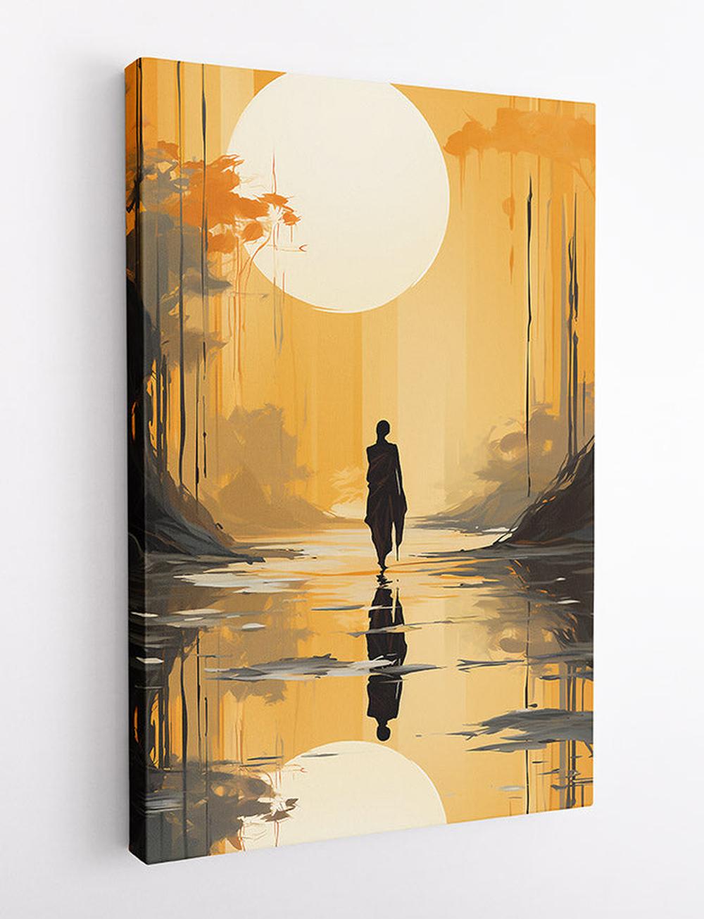 Golden Serenity Monk Canvas Art & Poster – T615 – AiPrintLab