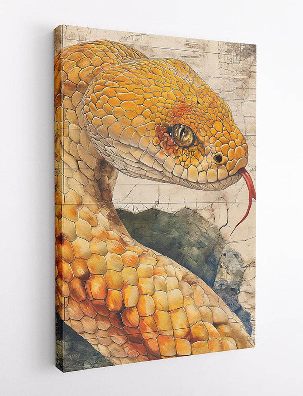 Golden Snake Close-Up Canvas Print & Poster – T583 – AiPrintLab