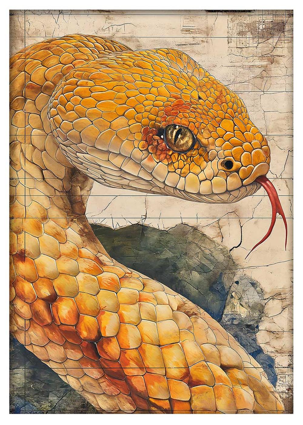 Golden Snake Close-Up Canvas Print & Poster – T583 – AiPrintLab