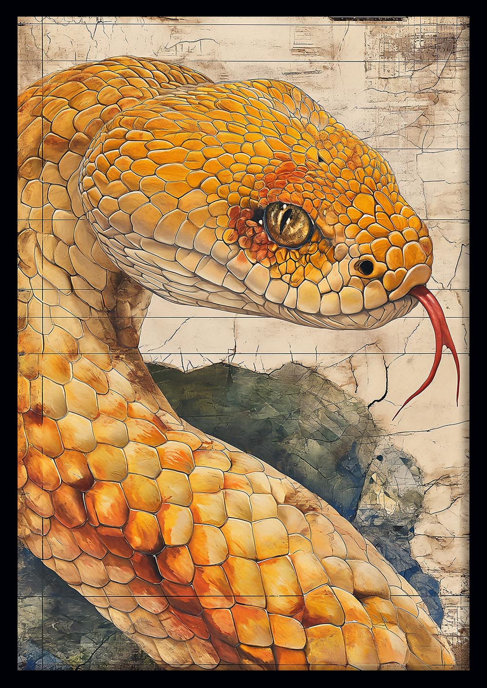 Golden Snake Close-Up Canvas Print & Poster – T583 – AiPrintLab