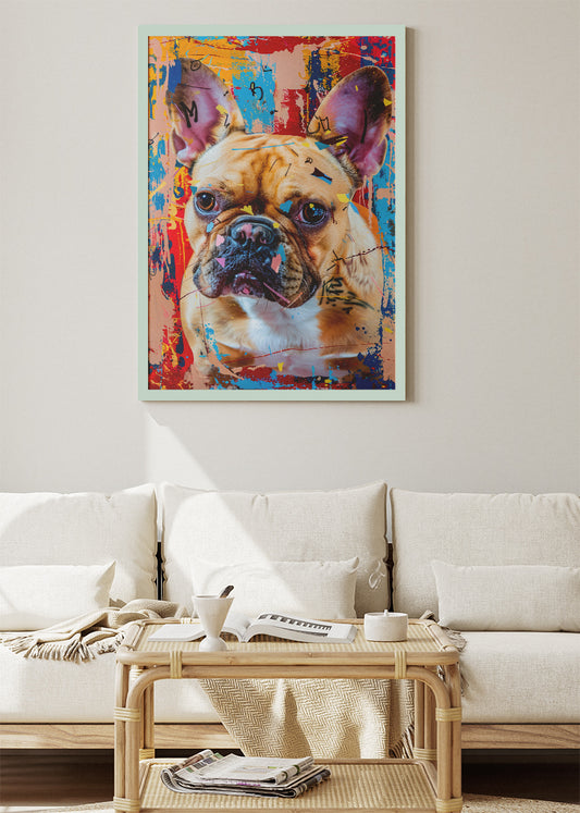 Graffiti French Bulldog Canvas Print & Poster – Urban Pop Art Dog Wall Decor