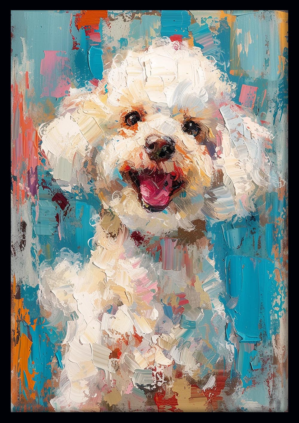 Happy Dog Portrait Canvas Wall Art & Poster Print | Colorful Impasto Pet Painting – T1316 – AiPrintlab 1
