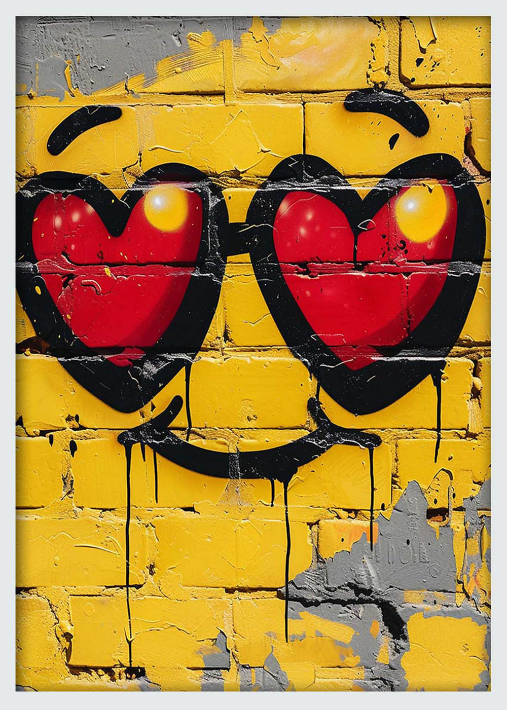 Heart Eyes Emoji Graffiti – Urban Street Pop Canvas & Poster Wall Art – T1252 – AiPrintLab