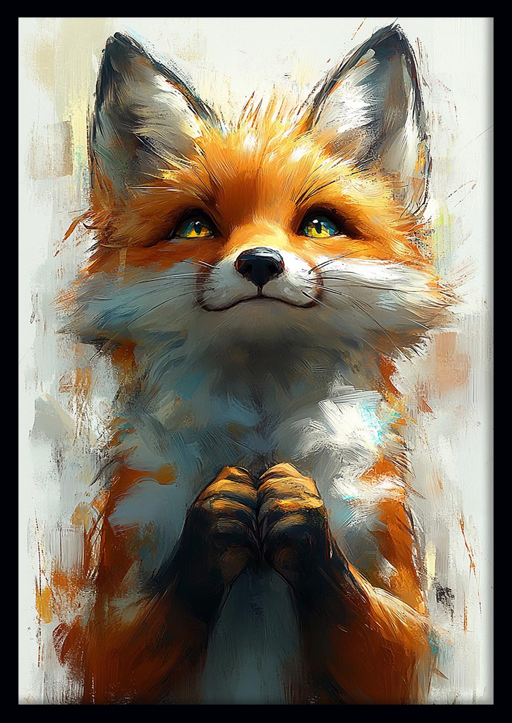 Hopeful Fox with Golden Eyes – Whimsical Animal Canvas & Poster Wall Art – T1307 – AiPrintLab