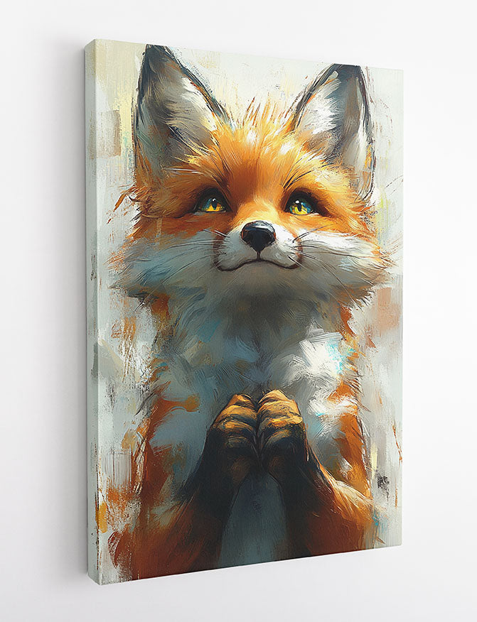 Hopeful Fox with Golden Eyes – Whimsical Animal Canvas & Poster Wall Art – T1307 – AiPrintLab