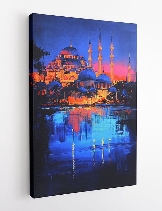 Istanbul Blue Mosque Canvas Wall Art & Poster Print | Vibrant Night Skyline Painting – T1344 – Aiprintlab 2
