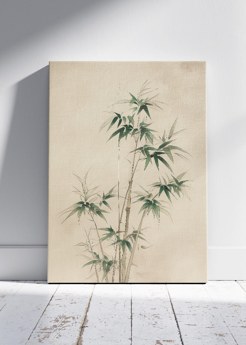 Japanese Bamboo Botanical Ink Style Canvas & Poster Print – AI PRINT LAB