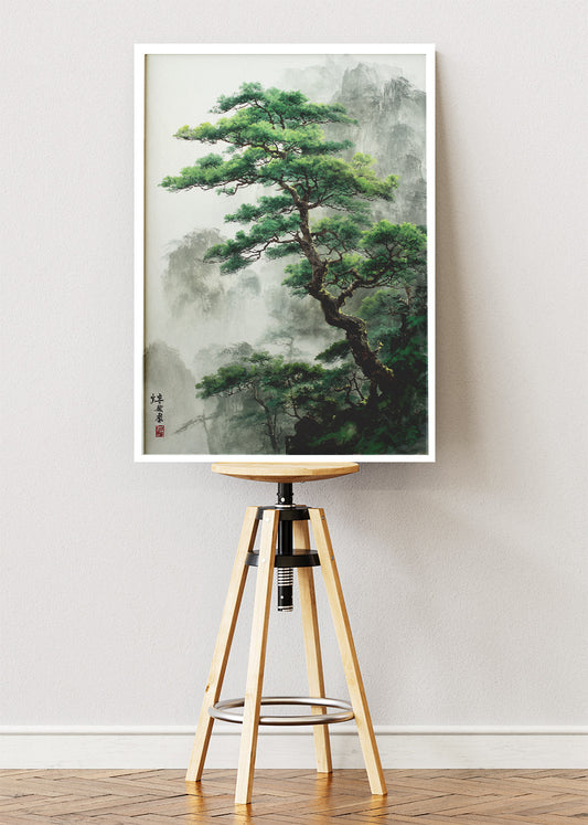 Japanese Mountain Pine Tree Landscape Canvas & Poster Print – AI PRINT LAB