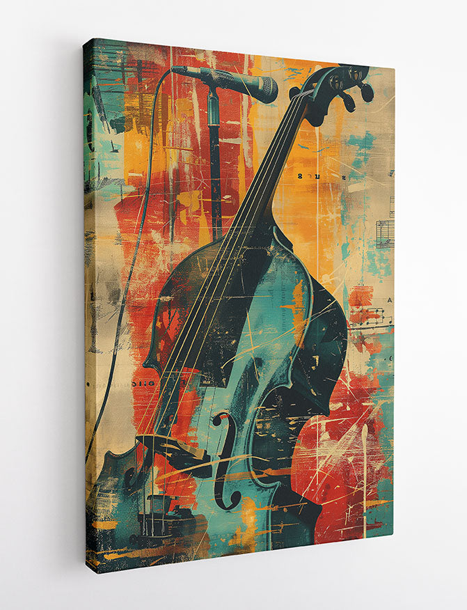 Jazz Cello & Microphone Abstract Canvas & Poster Wall Art – T1198 – AiPrintLab