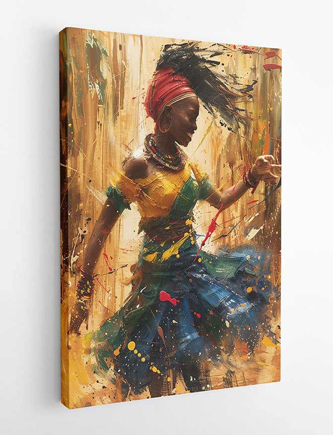 Joyful African Dance Art – Colorful Movement Canvas & Poster Wall Print – T1080 – AiPrintLab