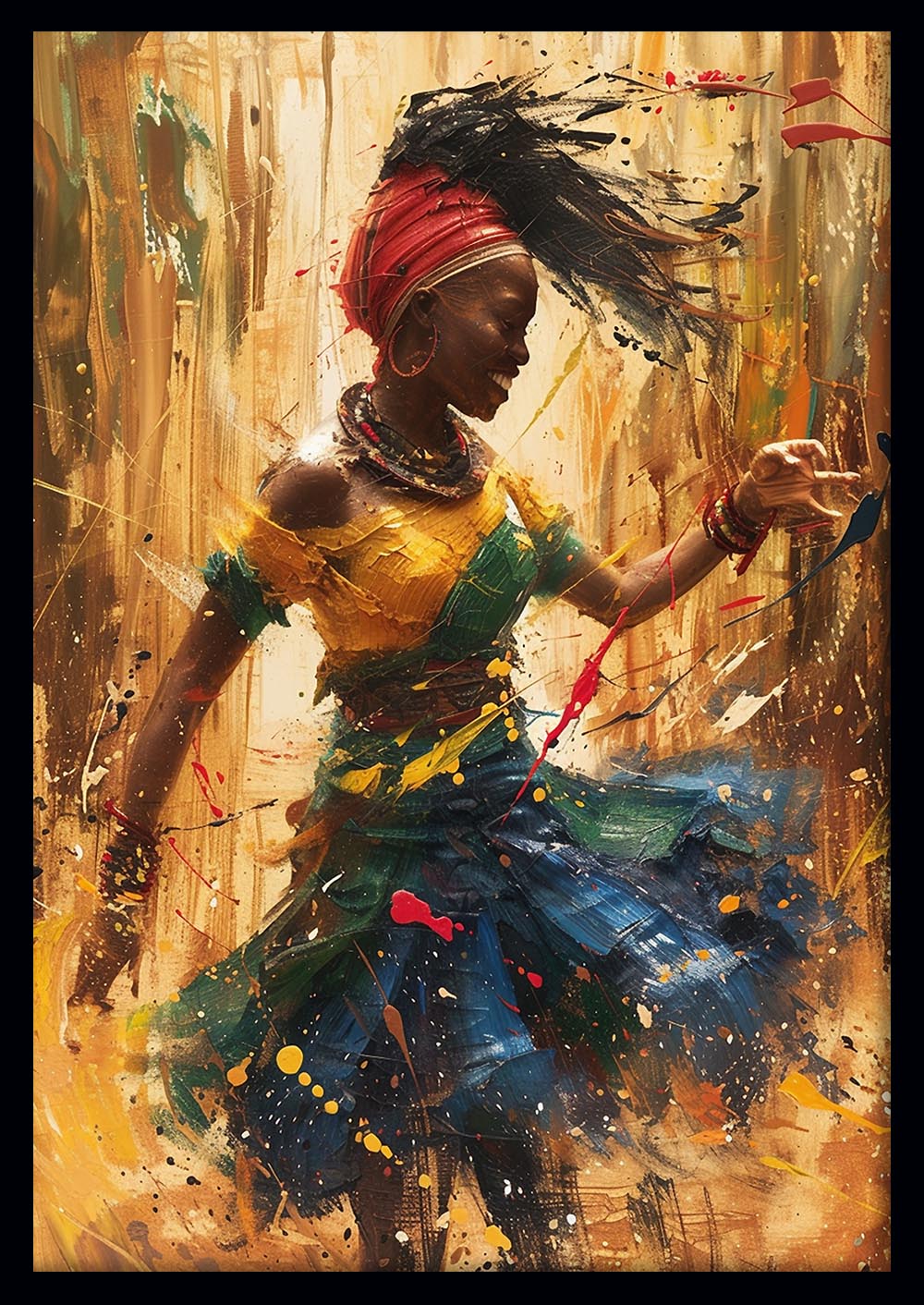 Joyful African Dance Art – Colorful Movement Canvas & Poster Wall Print – T1080 – AiPrintLab
