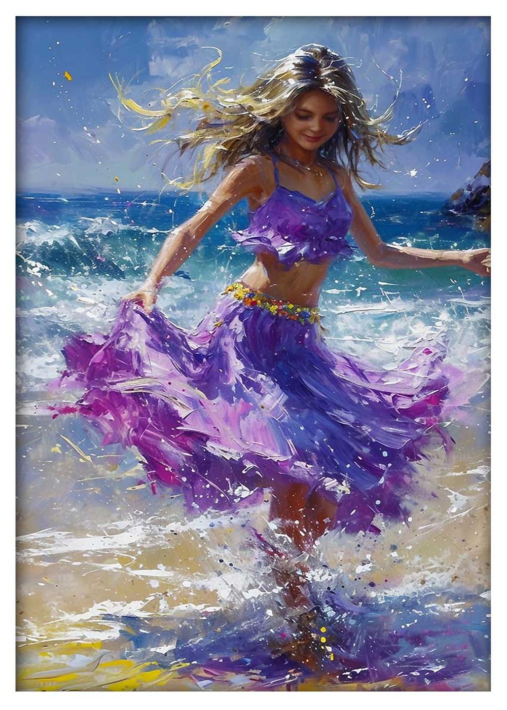 Joyful Beach Dance Canvas Art & Poster – T623 – AiPrintLab