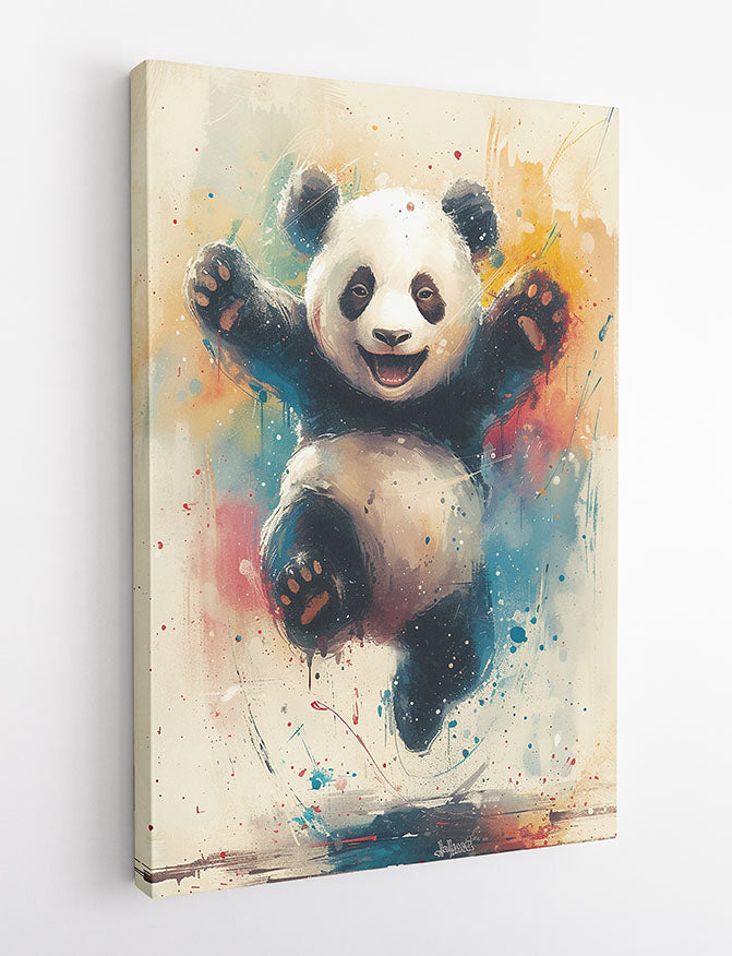 Joyful Panda Splash Art – Canvas Wall Art & Poster Print | Playful Animal Painting – T1327 – AiPrintlab 2