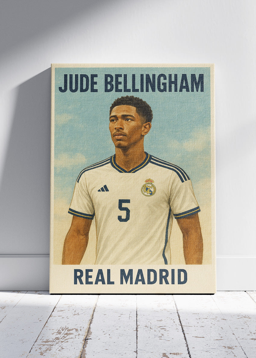 Jude Bellingham Real Madrid Football Wall Art | Modern Midfield Star Poster & Canvas