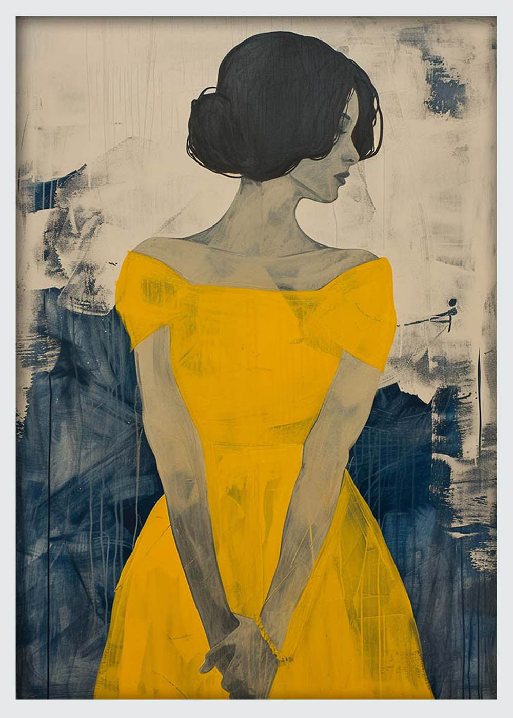 Lady in Yellow – Minimalist Fashion Portrait Canvas & Poster Wall Art – T1029 – AiPrintLab