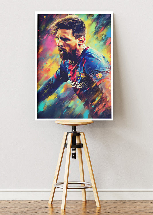 Lionel Messi Barcelona Wall Art | Expressive Football Portrait Poster & Canvas