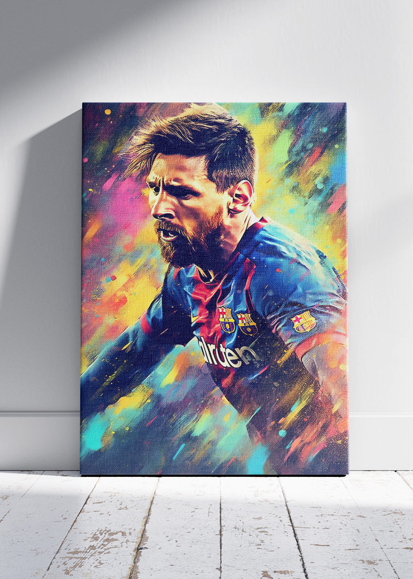 Lionel Messi Barcelona Wall Art | Expressive Football Portrait Poster & Canvas