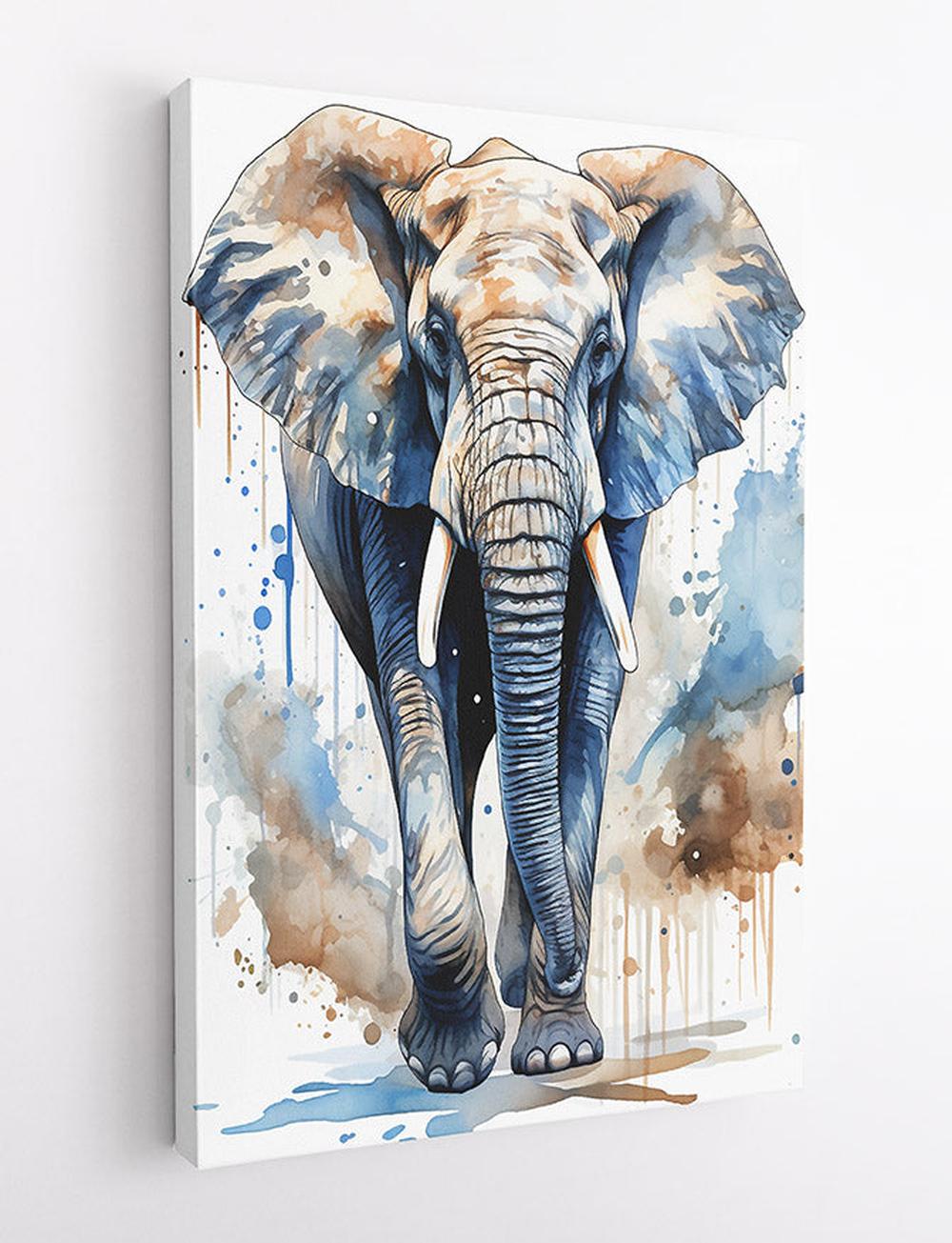 Majestic Elephant Watercolor Art Print & Canvas – T541 – AiPrintLab