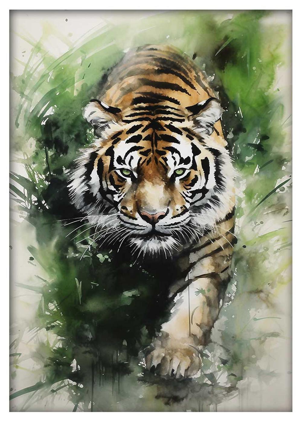 Majestic Tiger Watercolor Canvas Art & Poster – T616 – AiPrintLab