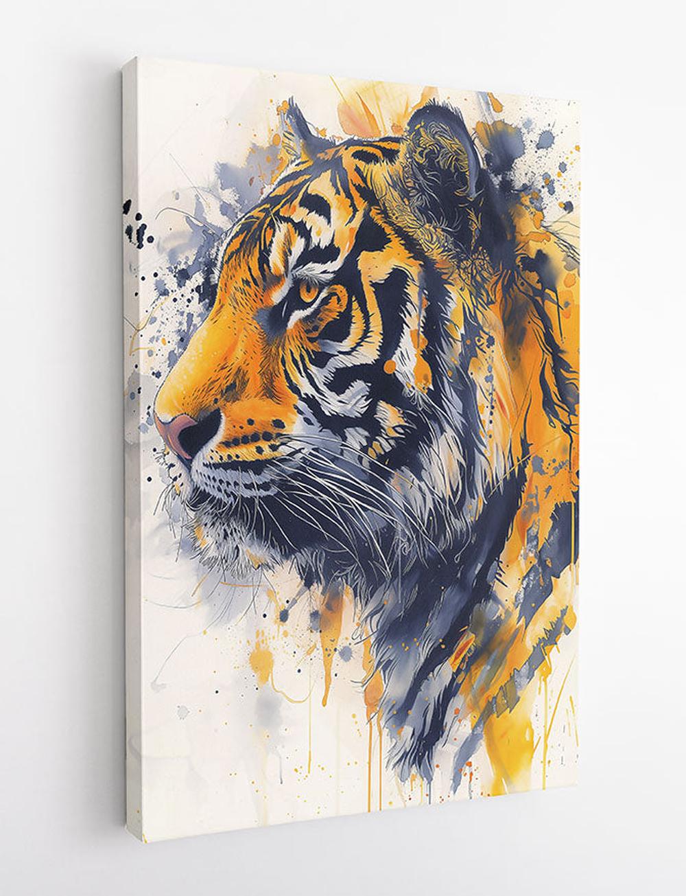 Majestic Tiger in Motion – Abstract Wild Cat Canvas Wall Art – T890 – AiPrintLab