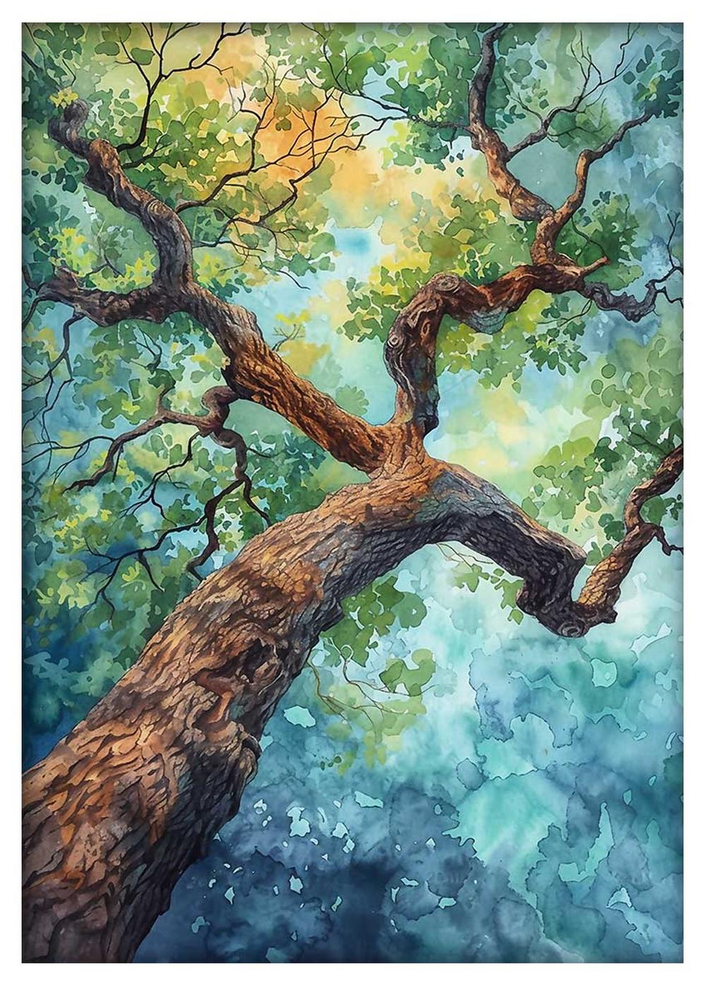 Majestic Tree Canopy Watercolor Canvas Print & Poster – T665 – AiPrintLab