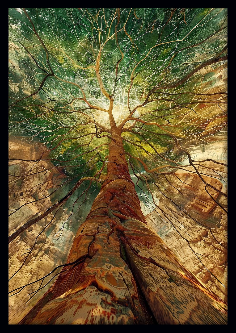 Majestic Tree Canopy from Below – Nature Perspective Canvas Wall Art & Poster Print – T1179 – AiPrintLab