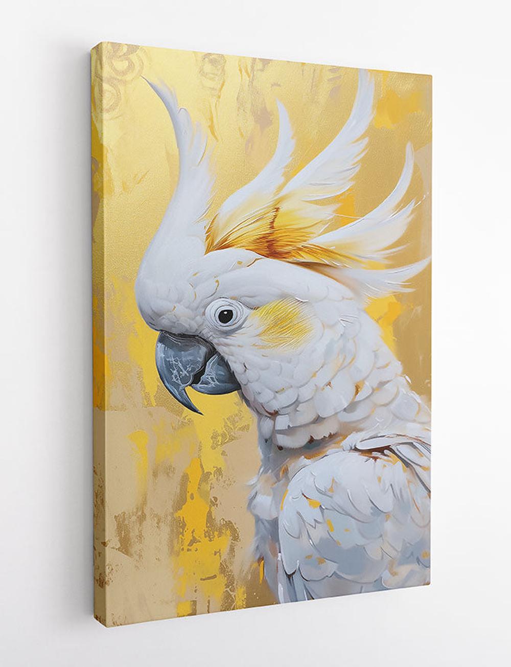Majestic White Cockatoo with Golden Crest – Canvas & Poster Wall Art – T916 – AiPrintLab