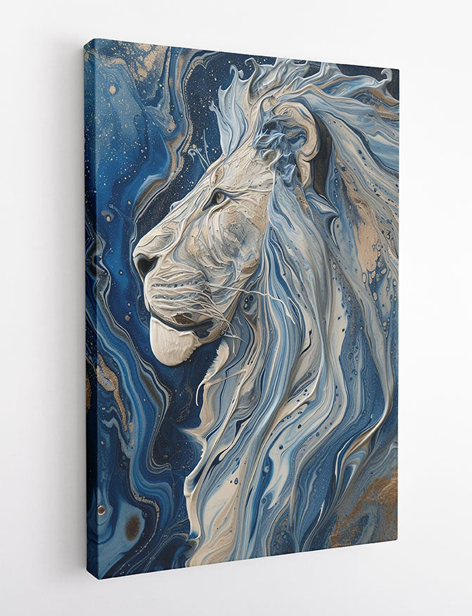 Majestic Lion Canvas Wall Art & Poster Print | Blue Abstract Wild Animal Painting – T1351 – Aiprintlab 2
