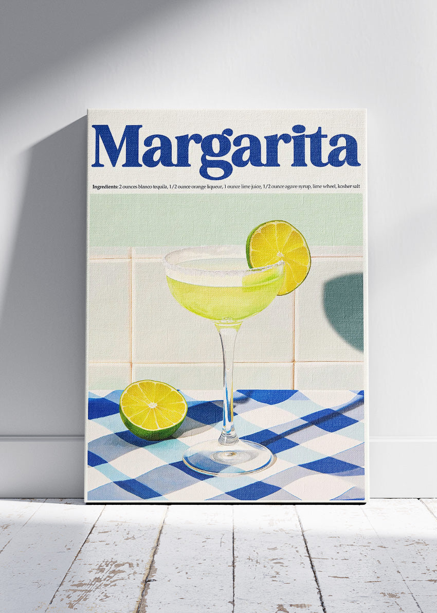 Margarita Classic Cocktail Poster & Canvas Print | Fresh Summer Bar Wall Art