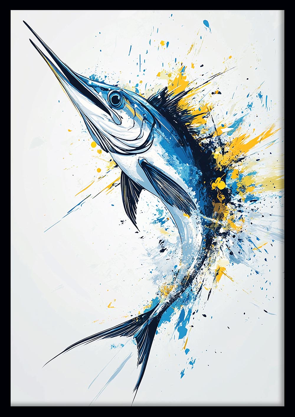 Marlin Splash Canvas Wall Art & Poster Print | Dynamic Blue Sportfish Painting – T1338 – Aiprintlab 1
