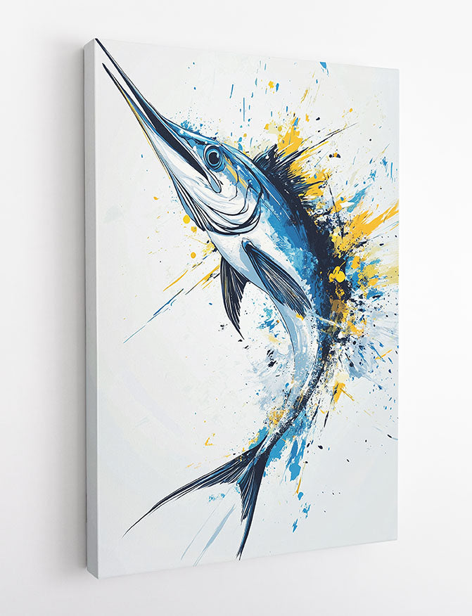 Marlin Splash Canvas Wall Art & Poster Print | Dynamic Blue Sportfish Painting – T1338 – Aiprintlab 2