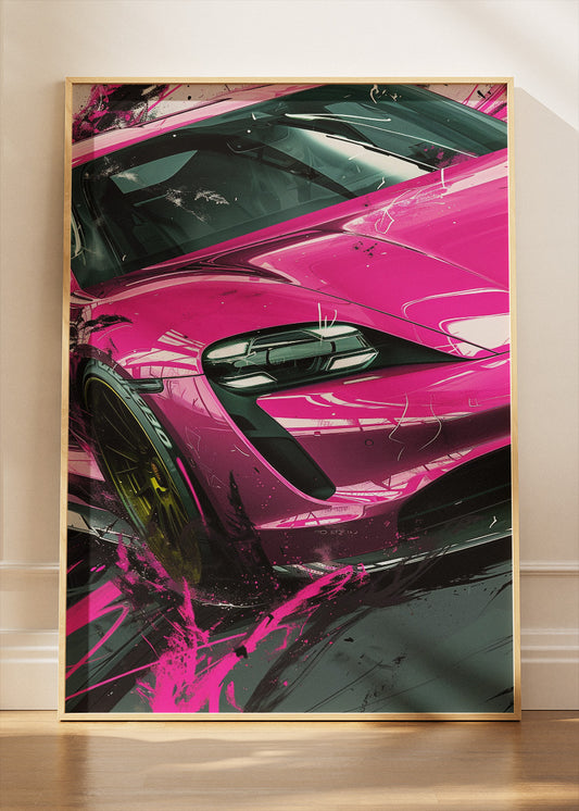 McLaren Pink Supercar Art Poster & Canvas Print – Modern Hypercar Street Art Wall Decor