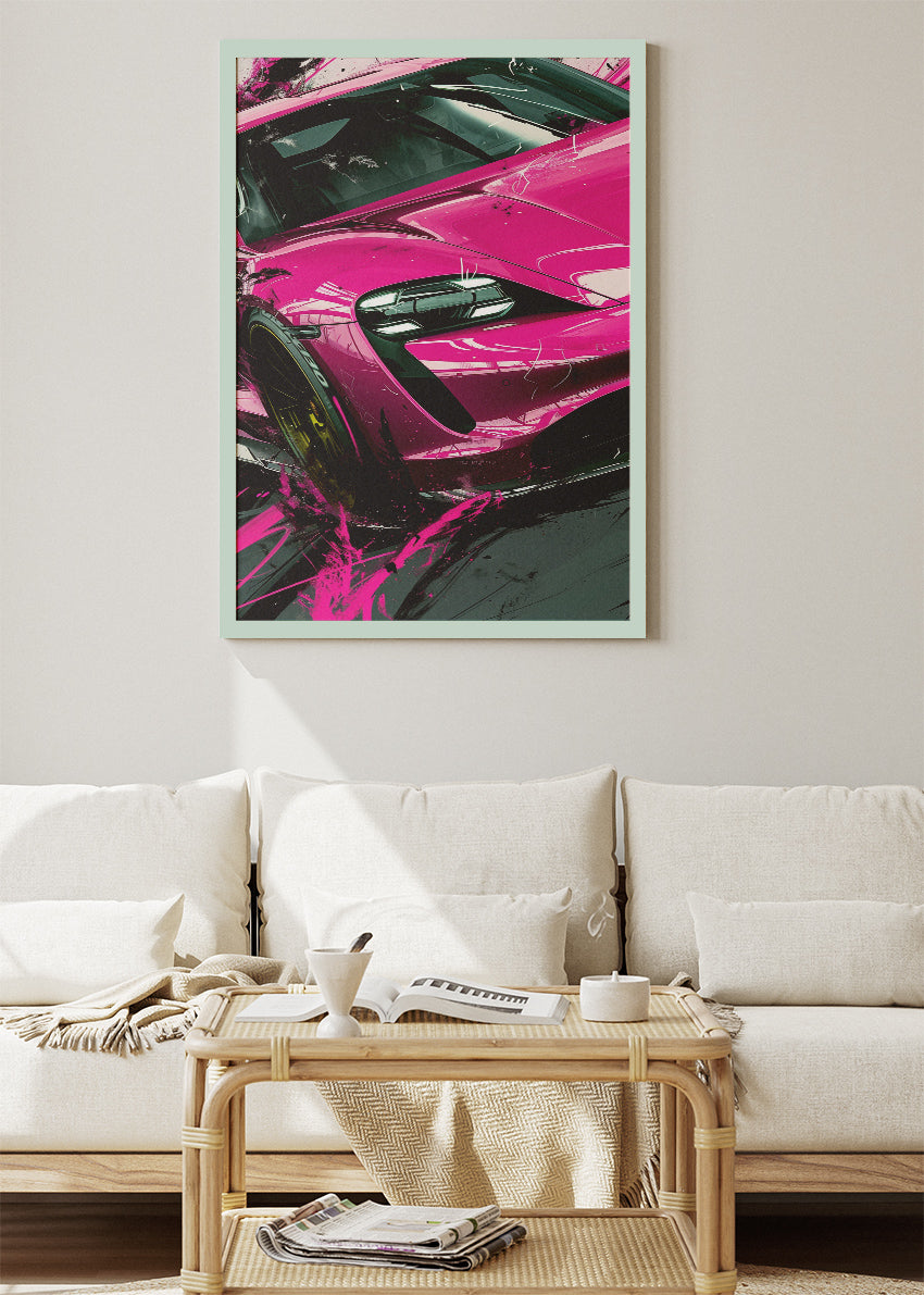 McLaren Pink Supercar Art Poster & Canvas Print – Modern Hypercar Street Art Wall Decor